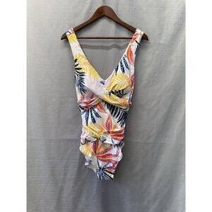 Calia One Piece Swimsuit Women Size 16 Floral Power Sculpt Stretch Beachy New